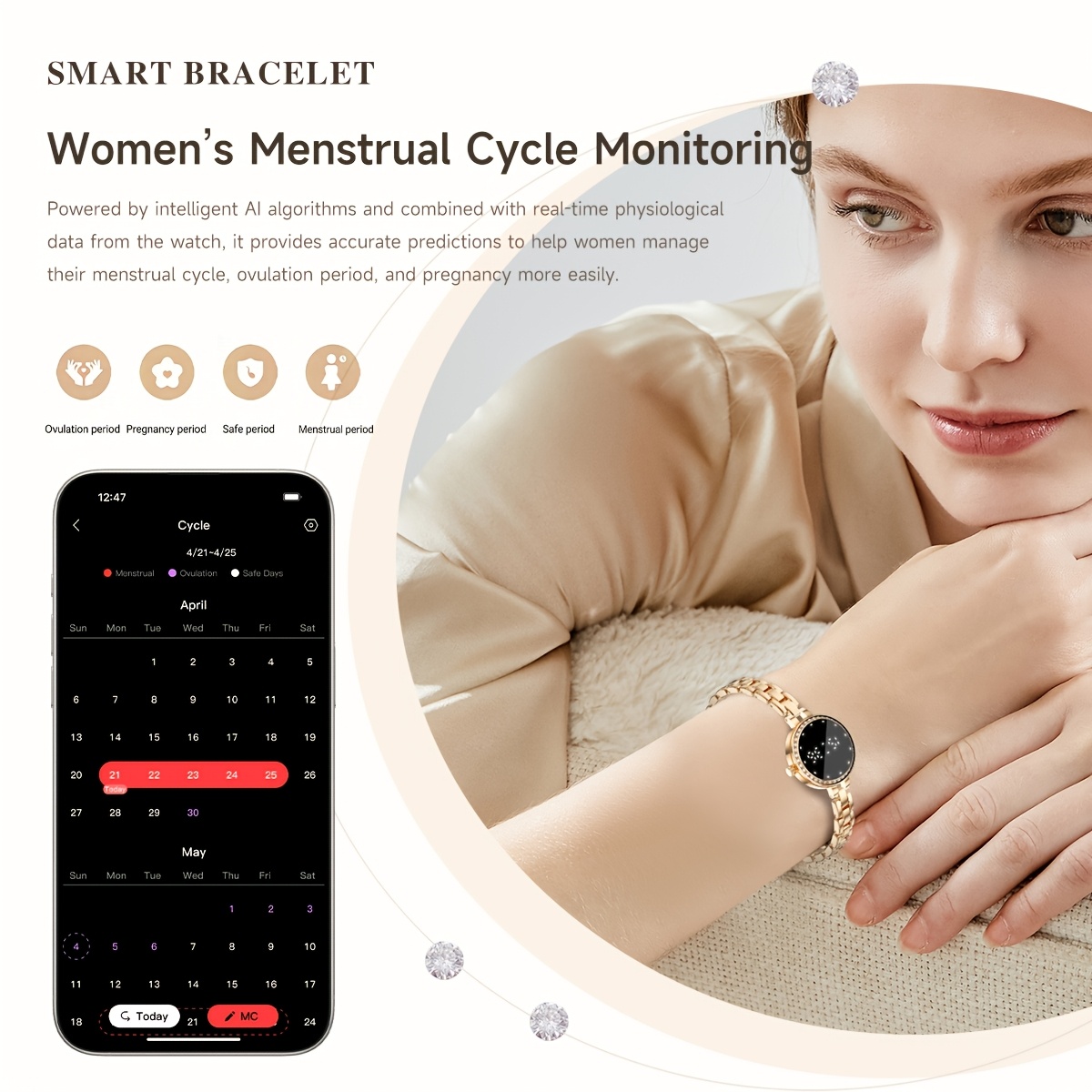 Women's Elegant Alloy Smart Bracelet, Activity Tracking