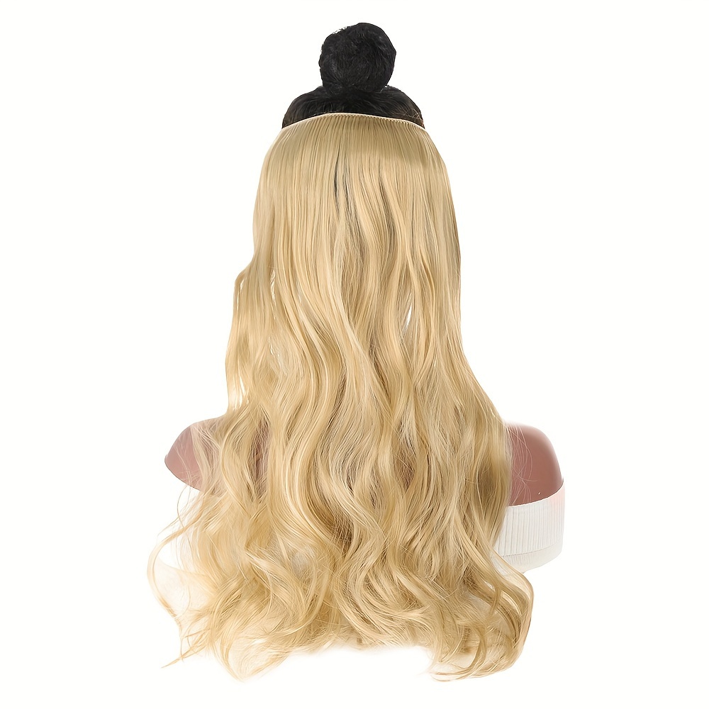 TEMU Extensions de Cheveux Synthétiques Ondulés et Bouclés Invisibles et Polyvalents pour Femmes - Fibre Résistante à la Chaleur, Pas de Clip ,