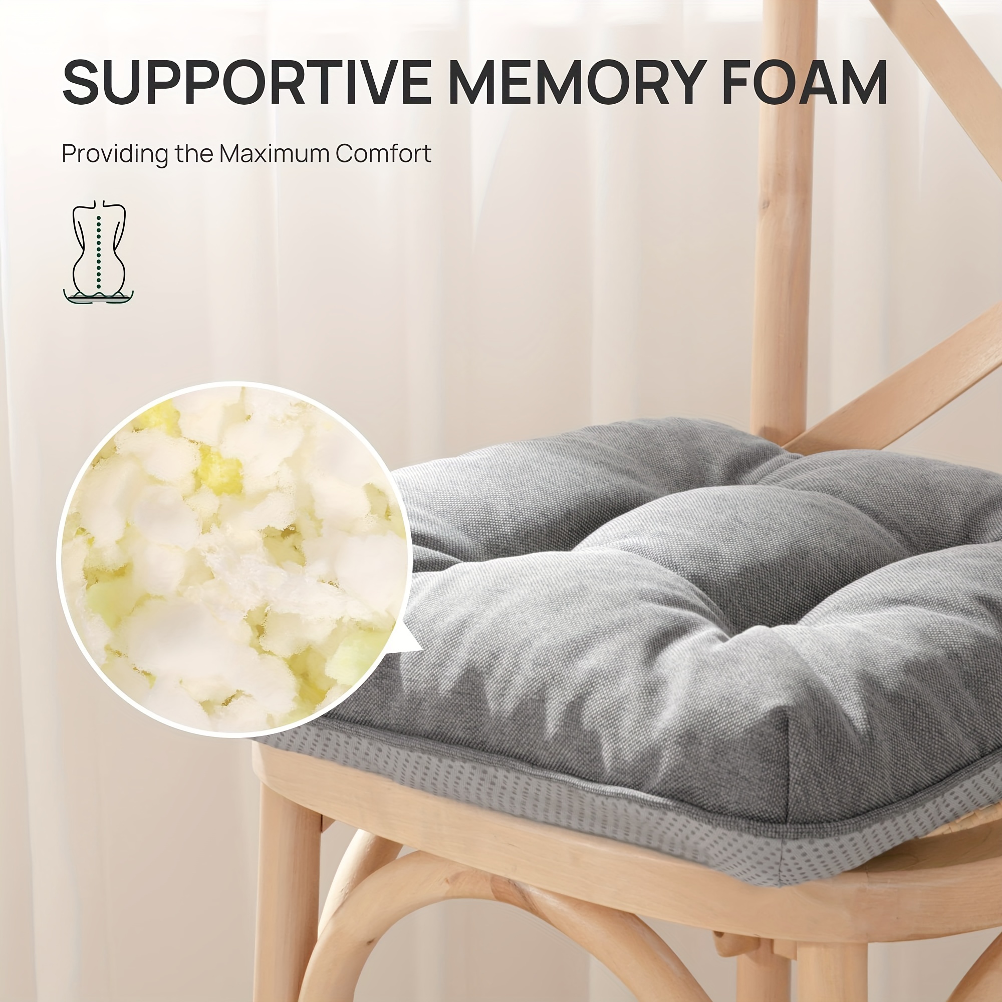 memory foam chair cushions set of 4 m l size outdoor indoor chair pads for dining chairs 4 pack seat cushions for kitchen dining room office patio chair details 3