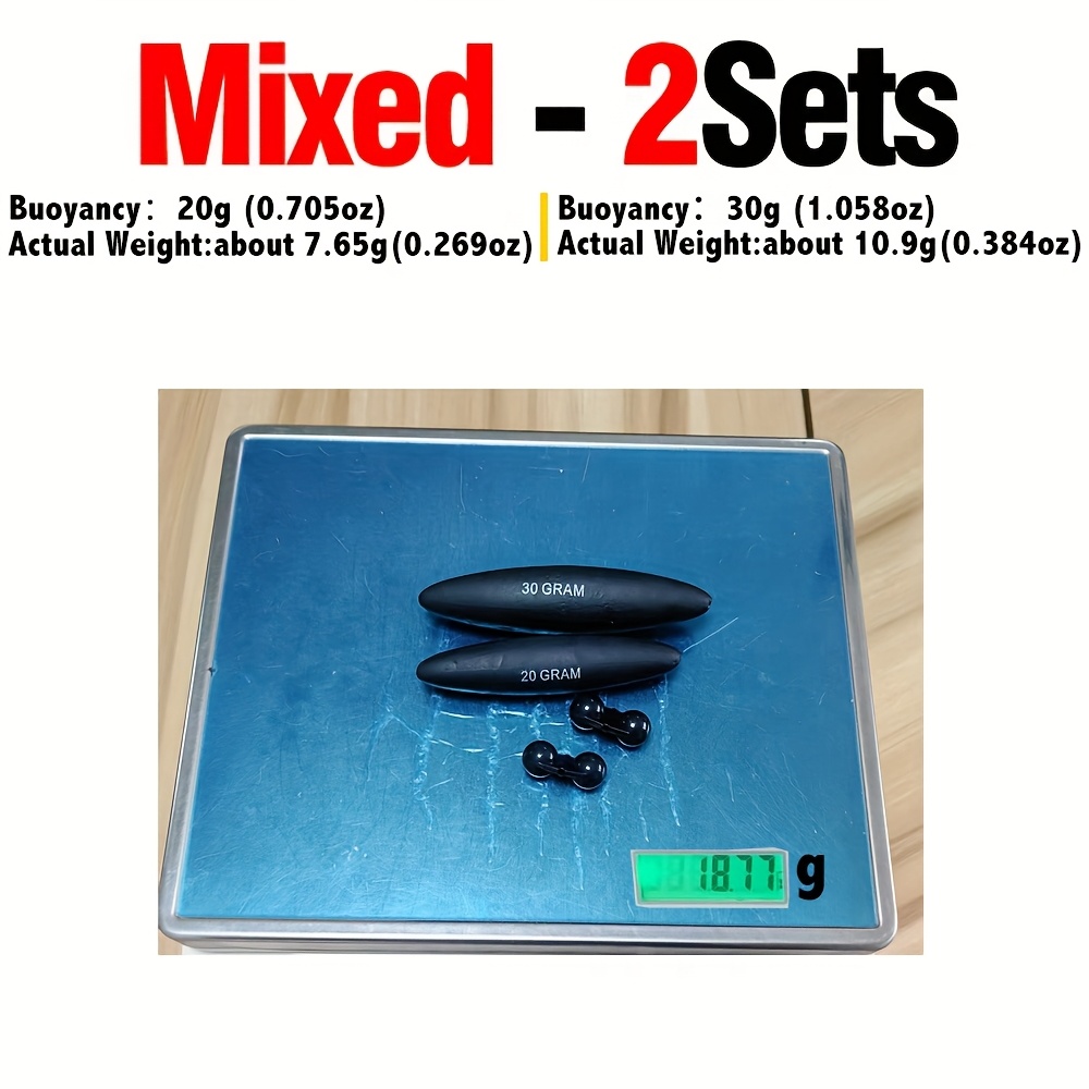 Image of Mnft 20g/30g Eva Inline Float Fishing Floats Catfish Float Fishing Accessories, Product Actual Weight About 7.65g/10.9g/set