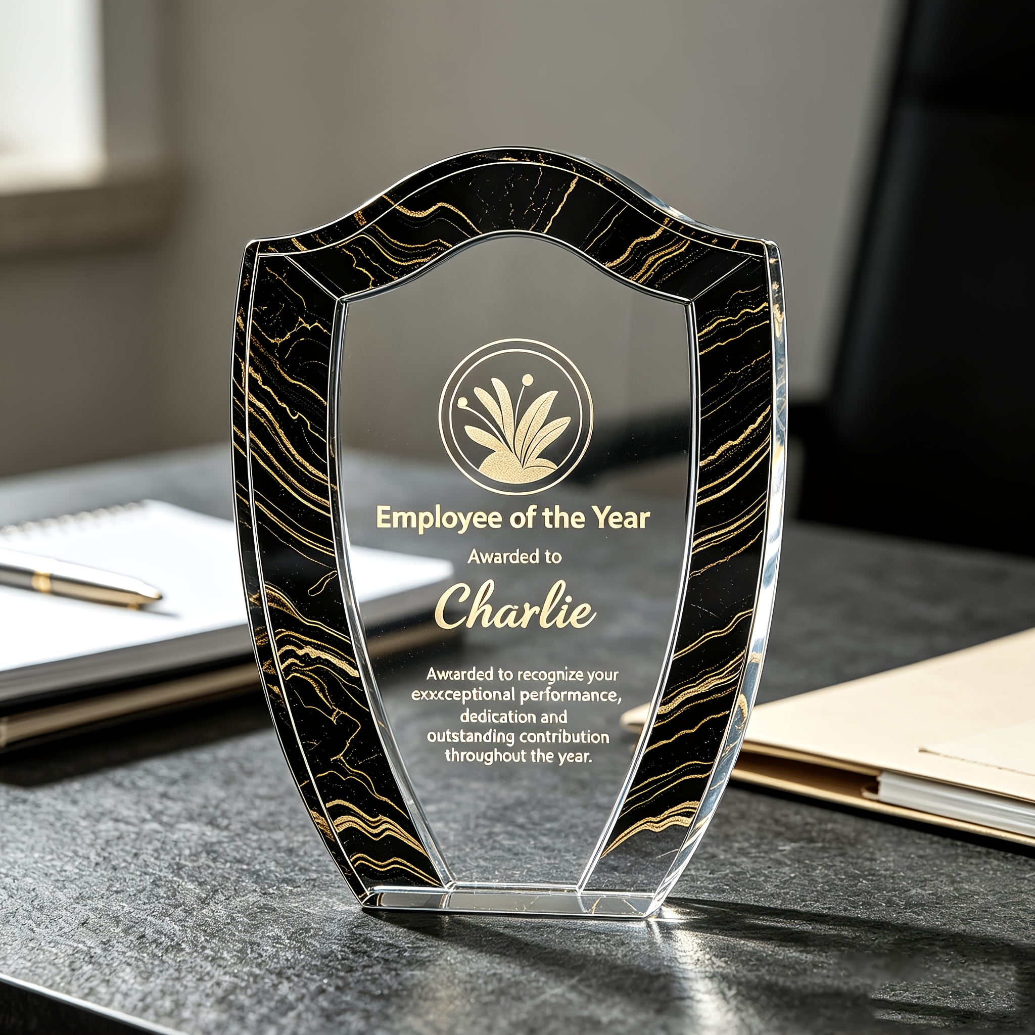 TEMU [2d Flat] Custom Acrylic Mini Trophy Plaque With Logo/photo And Text, 1cm X 0.39in Thick, 12cm X 4.72in Tall, Tabletop Standee Without Base, For