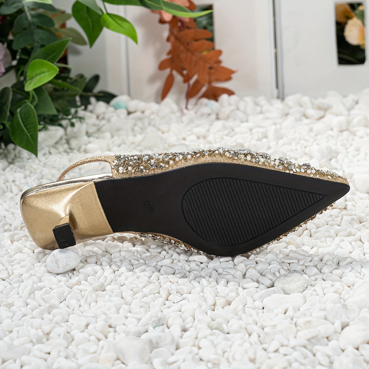 2025-3 Summer Women'S Elegant Luxury Sandals - Golden Sparkling Rhinestone Pointed Toe Kitten Heels with Ankle Strap, Perfect for Shopping, Parties, Commuting & Office Wear, Office Footwear | Sparkling Rhinestone Heels | Comfortable Heels