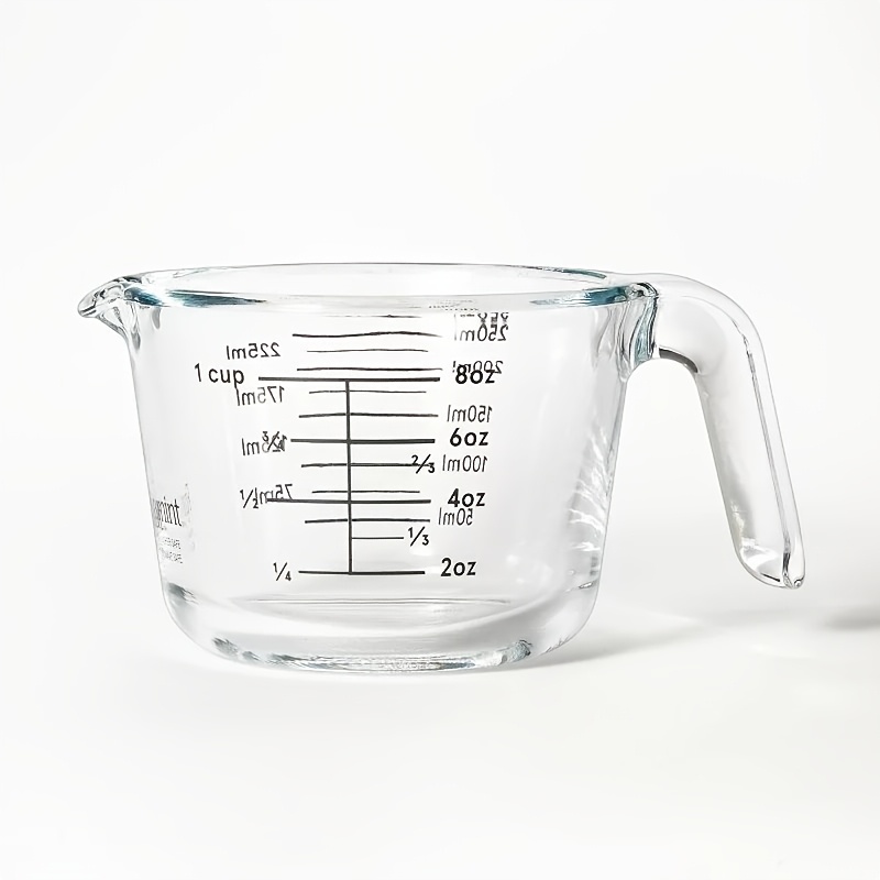 

8oz Borosilicate Glass Measuring Cup With Ergonomic Handle - Microwave & Dishwasher Safe, Easy-pour Spout For Precise Recipes