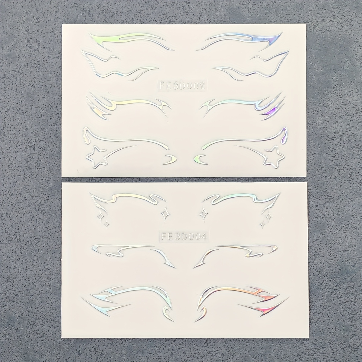 Image of 2 Sheets Of 3d Solid Surface Laser Silvery Eyeliner Stickers For Facial Tattoos, Body Makeup, And Eye Decoration At Music Festival Costume Parties