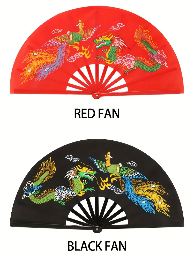 Chinese Traditional Tai Chi Martial Arts Kung Fu Fan, Elegant Dragon Design, Adult Performance Dance Fan, Unisex Accessory, Noise-Making Ribs, Street Style Fan details 6