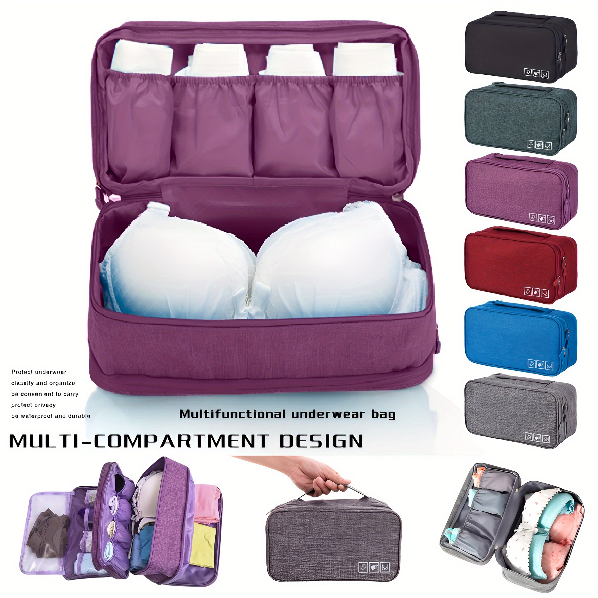 

- Underwear Organizer - , Bra Bag Portable Toiletry Compartment For &