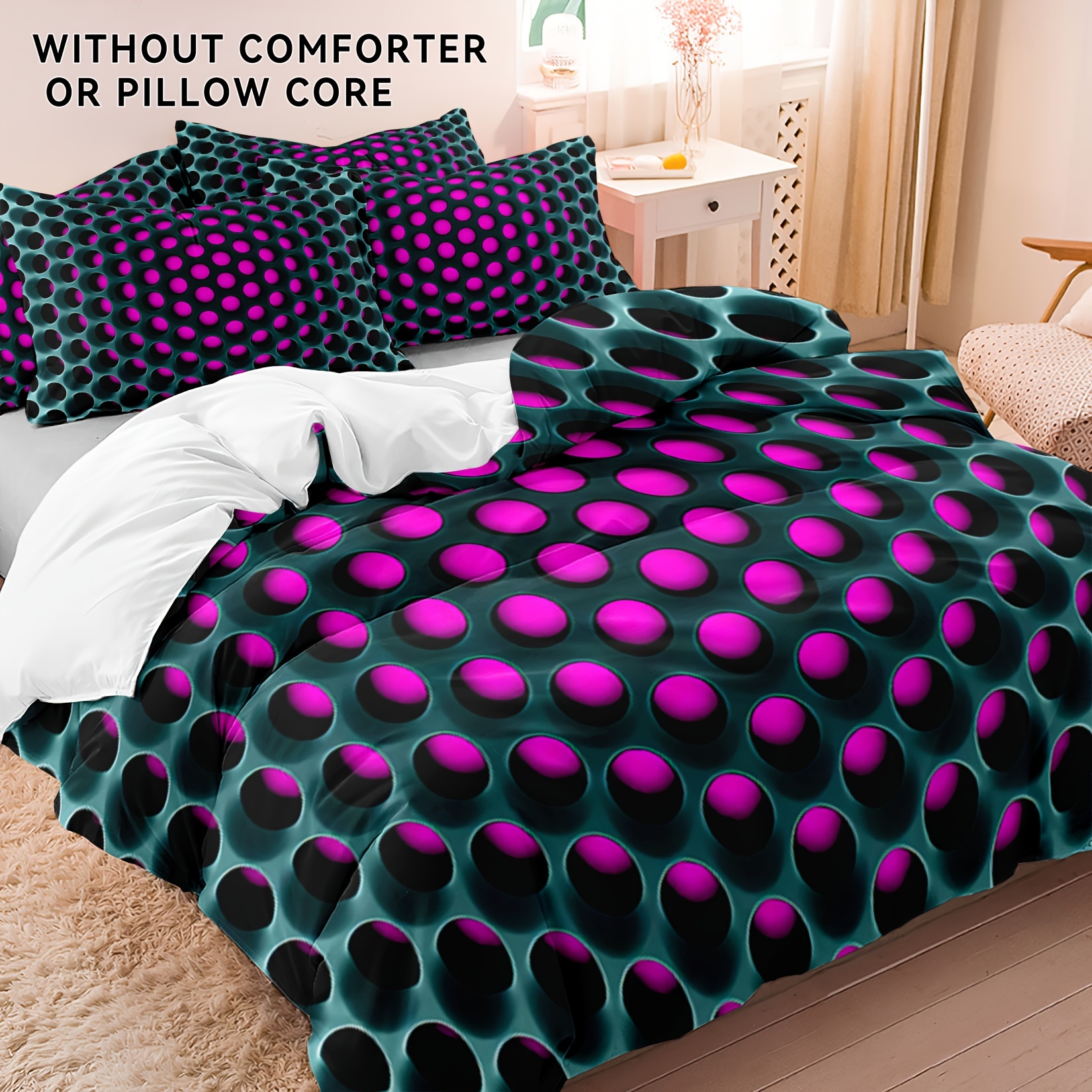 TEMU 3pcs Y2k 3d Patterned Polyester Bedding, Colorful Duvet Cover Set (excluding ), A Gift For Family