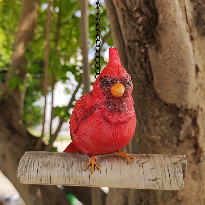 

Bird Hanging Garden Sculpture, Whimsical Indoor Outdoor Red Bird Statues, Garden Peeker Handmade Funny Home Decor And Yard Art- Figurine Birds Decoration