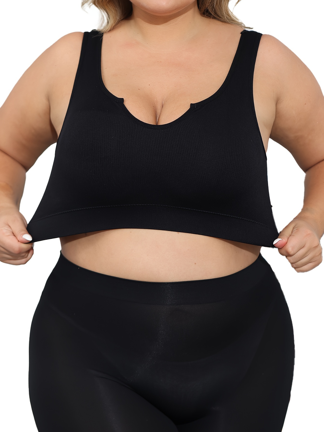 Women'S Daily Casual Low-Collar Non-Removable Chest Pad Bra, Seamless Breathable, Medium Stretch Polyamide Knit Fabric, 120g/?, Solid Color, Easy Comfortable, Sexy, for Women