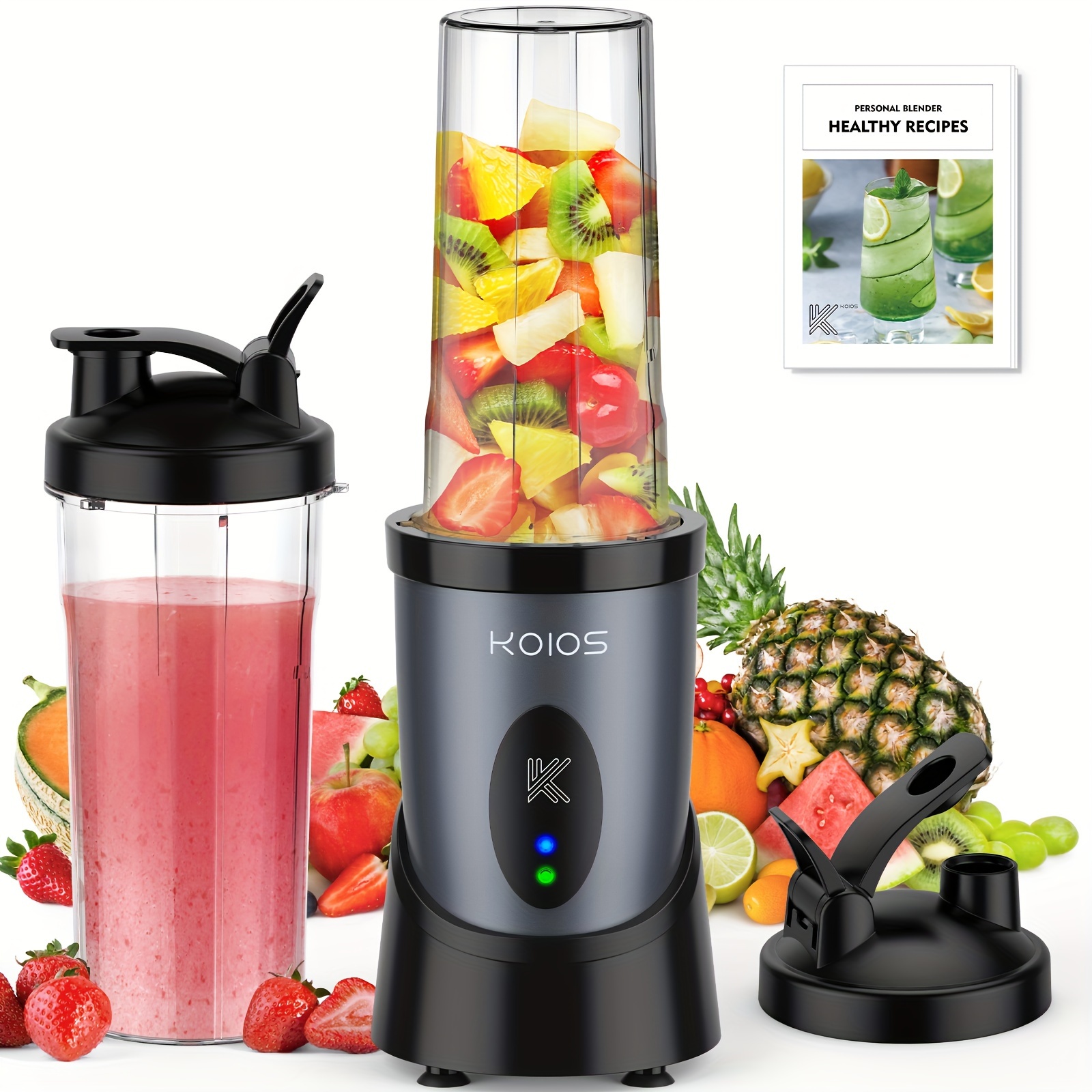 

Koios 900w For & Shakes - Sleek Black With 2x 22oz Portable Bottles & , Ideal For Juices & Recipes, Us Plug, Blenders For Kitchen