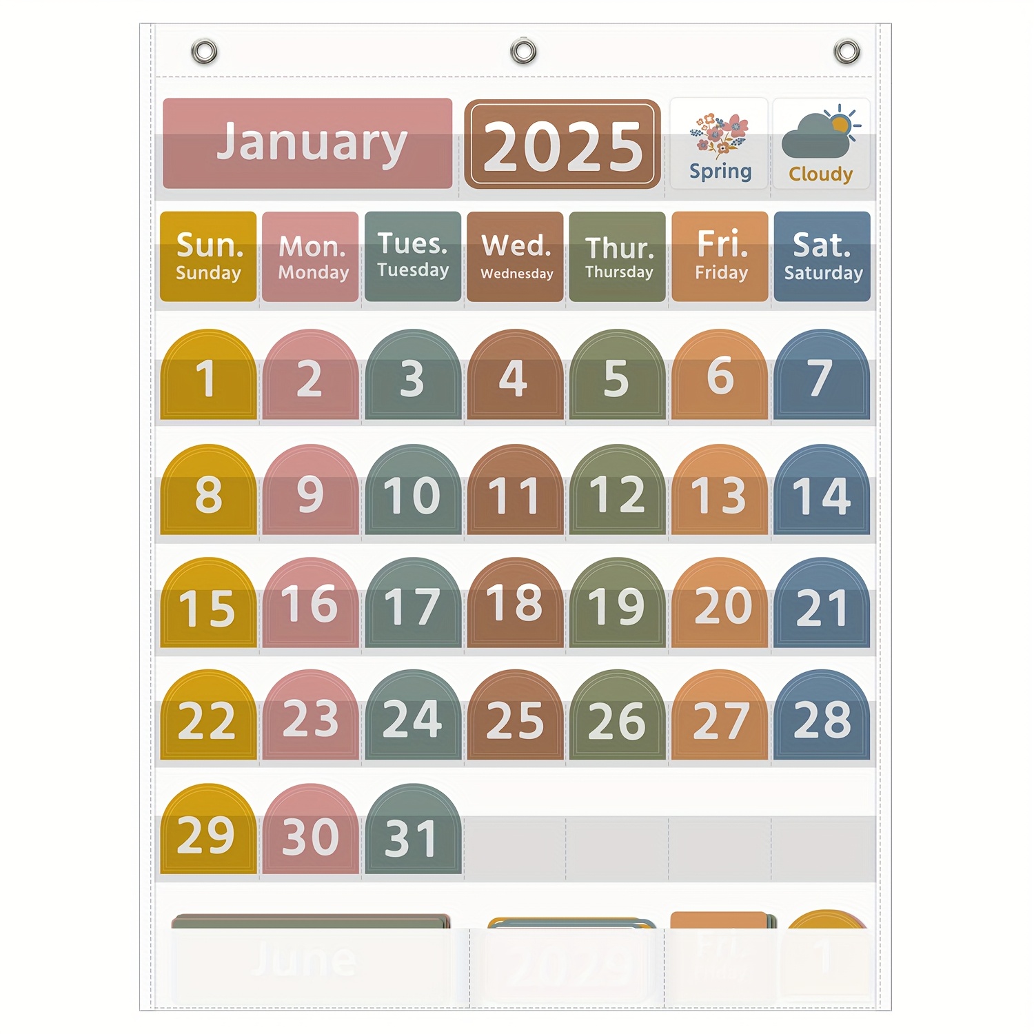TEMU Set da 1 di tasche da appendere per schede di calendario di grandi dimensioni, con una tabella a tasche per calendario con 49 tasche, incluse 96