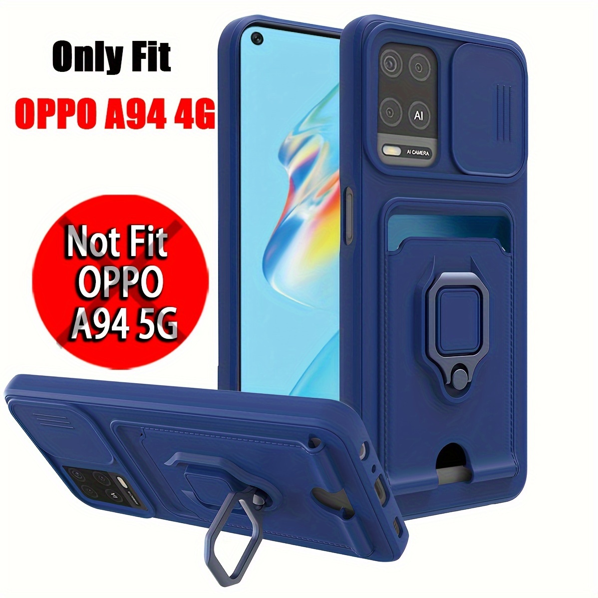 For OPPO A94 5G Case, Ring Armor Shockproof Stand Phone Cover +