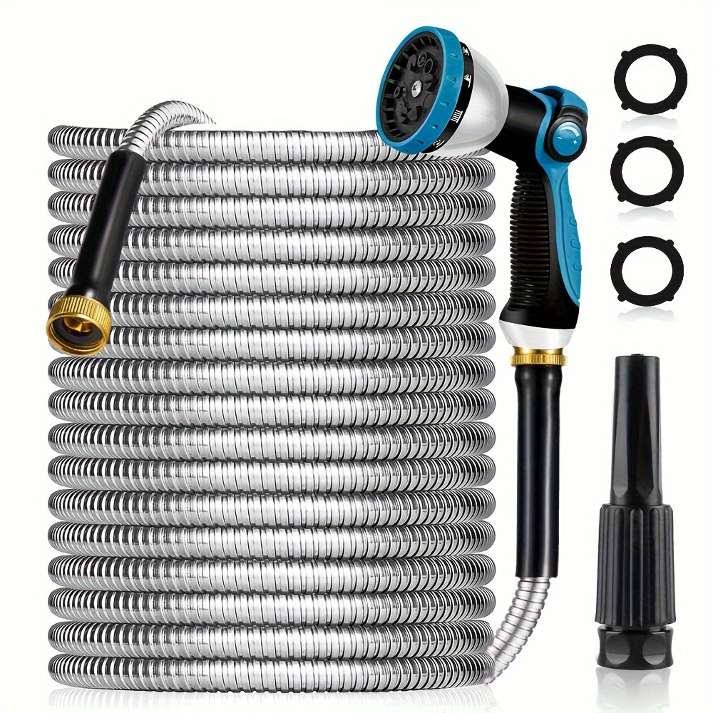 

50ft/100ft Garden Hoses, Stainless Steel Hose 10 Function Nozzles Will Not Kink Or Water Pipes, Garden Hoses Expandable