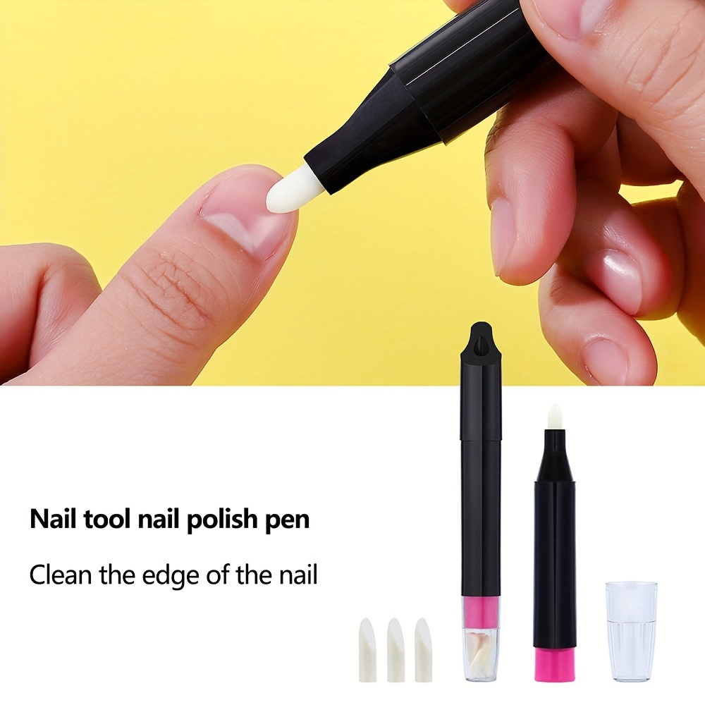 

Stylo correcteur pour vernis à ongles, Outil de nettoyage de pour les bords des ongles, parfum, Accessoires de manucure, Design à double embout avec embouts supplémentaires - 1 pièce