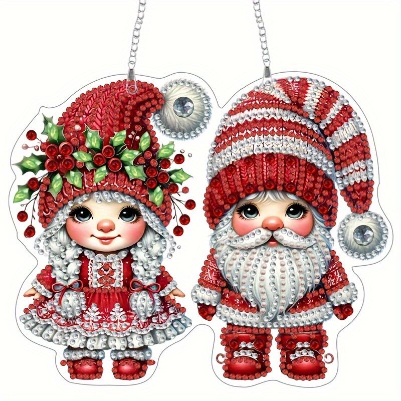 

[top-] Diy Christmas Diamond Art Pendant - Red Shaped , Hanging For & Decor,