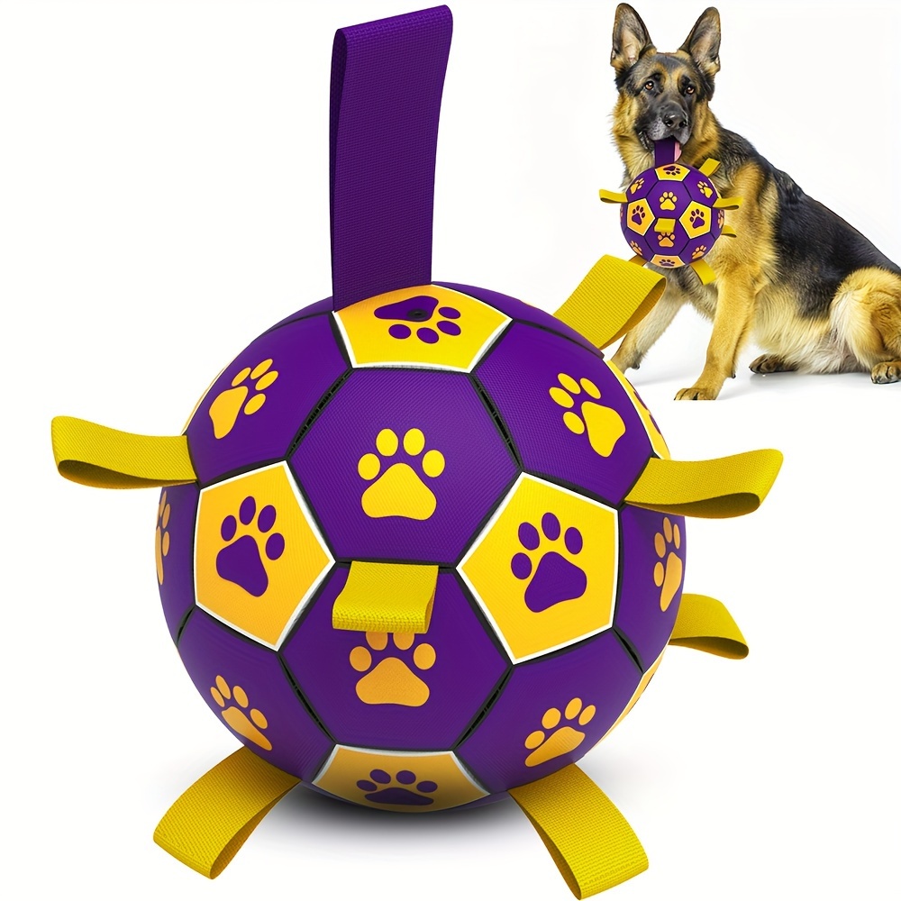 

1pc Football Design Pet Toy With Straps Dog Chewing Ball Toy For Training Playing Teeth Cleaning, Interactive Fetch Pet Toy For Small Medium Large Dogs