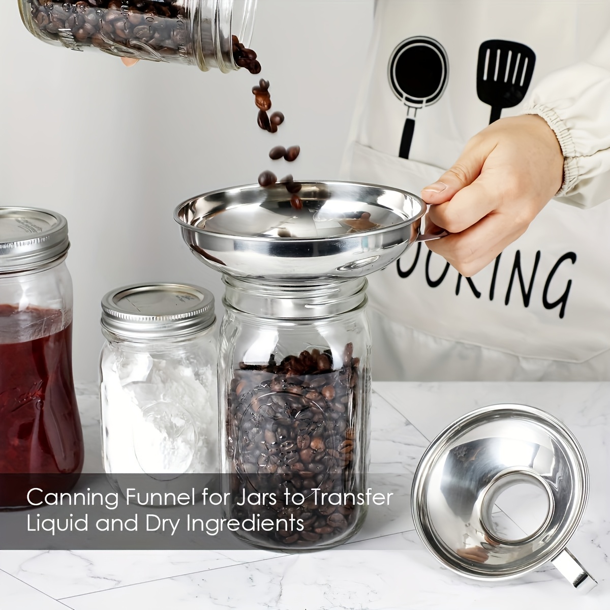 TEMU Stainless Steel Canning Funnel With Handle, Suitable For And Regular Jars, Suitable For Canning Jars. Funnels Are Very Suitable For Transferring