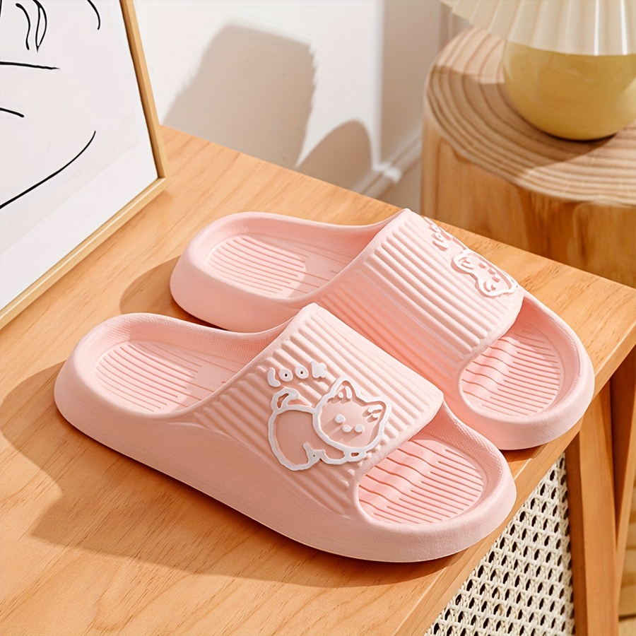 Unisex Cute Cartoon Decor Pillow Slides, Lightweight Soft Sole Home Bathroom Slides, Non-slip EVA Summer Beach Shoes