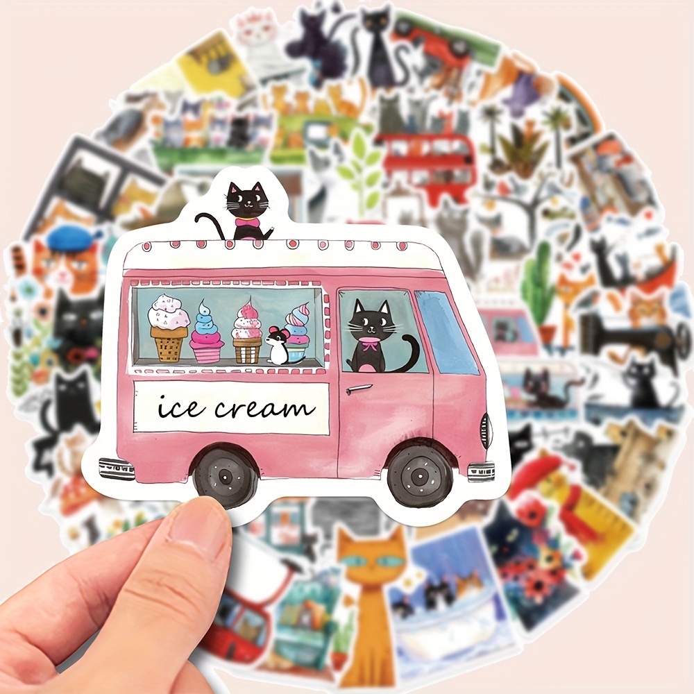 Meme Sticker Pack 50pcs Cartoon Cat Meme Stickers - Waterproof Vinyl ...