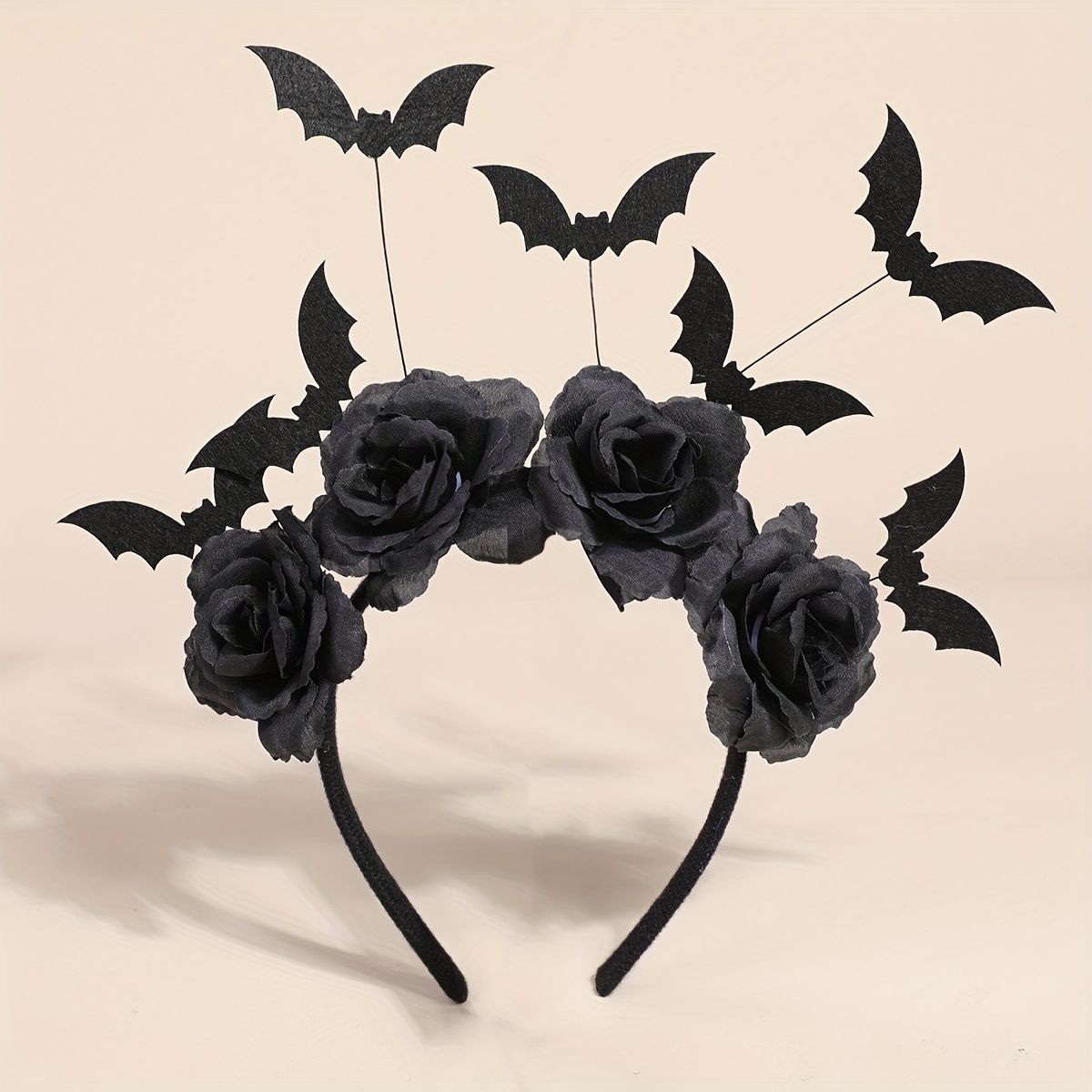 1pc Halloween Party Headband - Cute Witch Hat With Black Fake Flowers, Gothic Bat Hair Clip, Dark Cosplay Accessory For Women