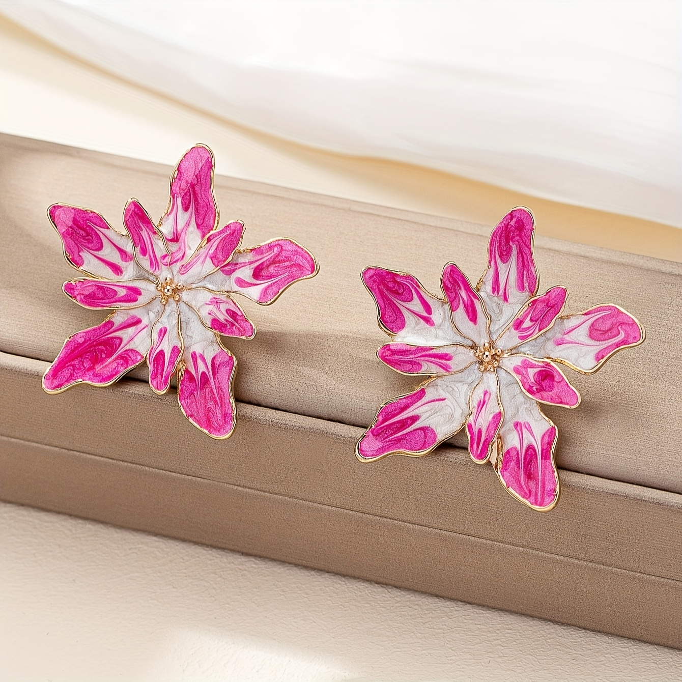 Vintage Bohemian Double Layer Floral Earrings Red & Blooms