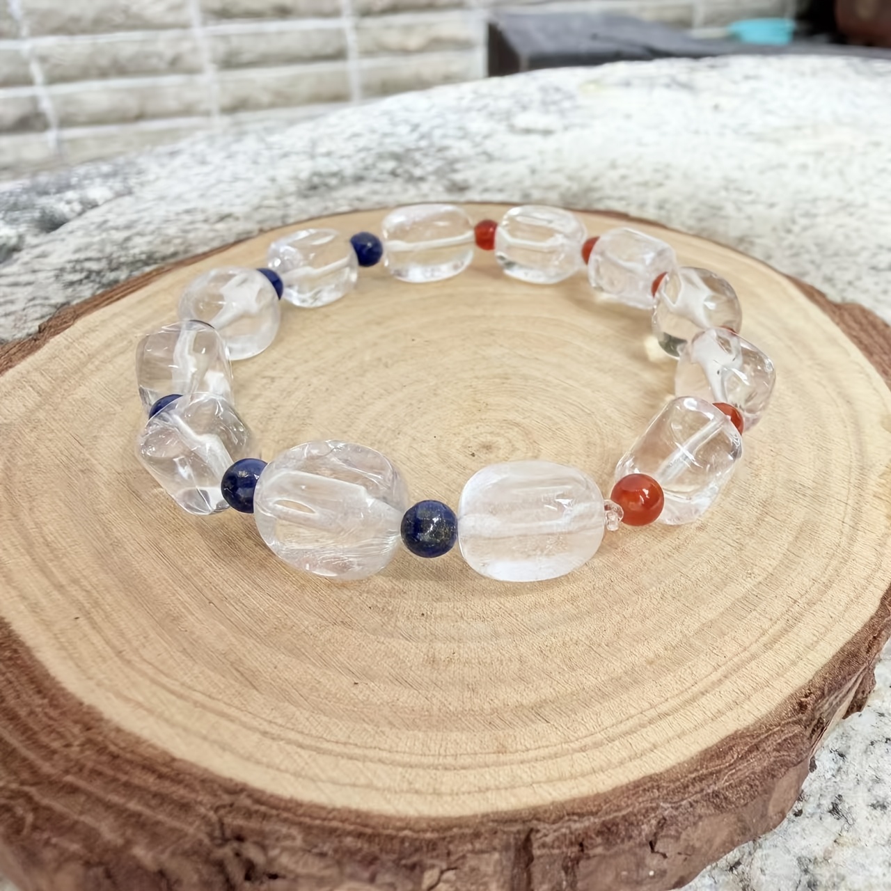 Natural Clear Quartz Freeform Bead Bracelet, Elegant Gift