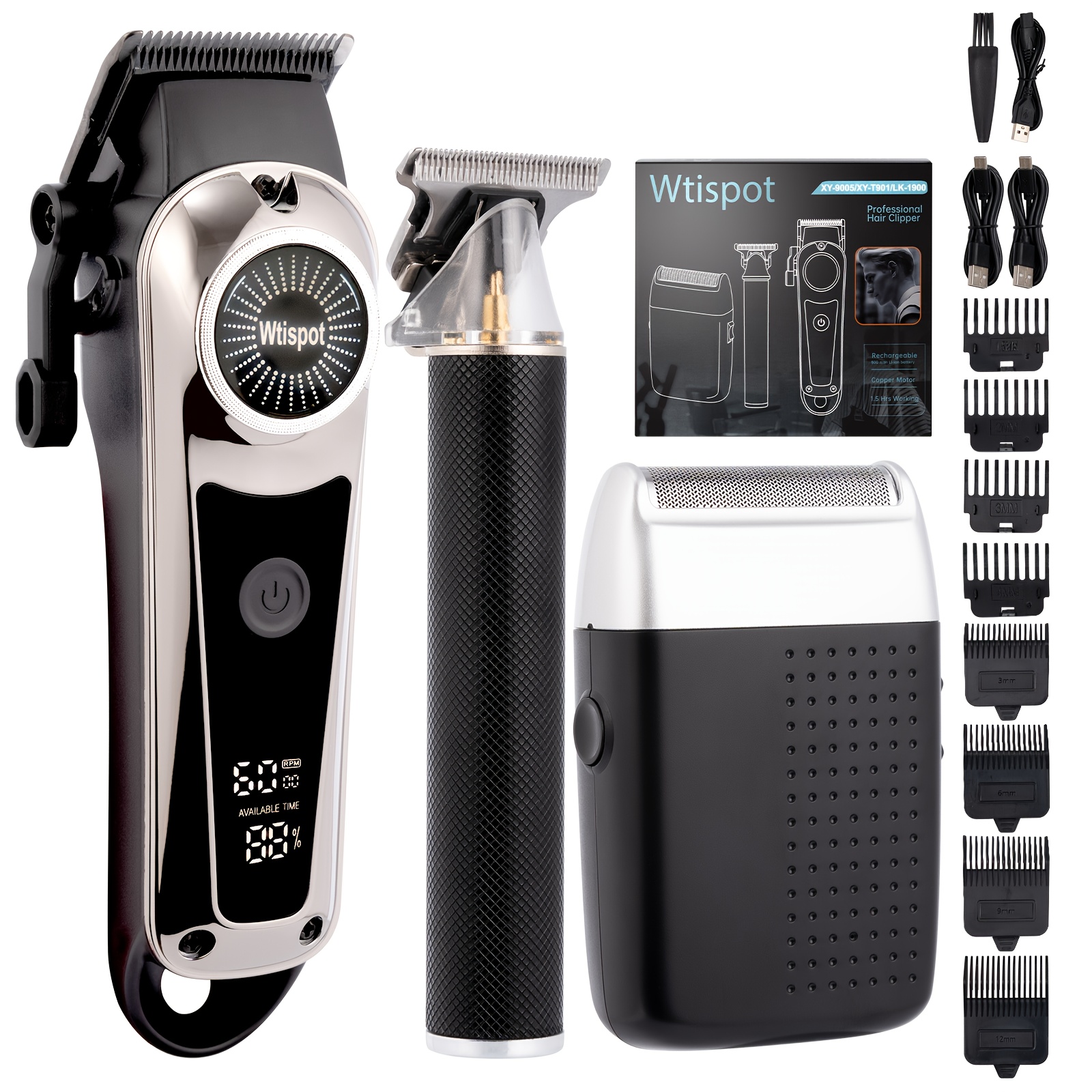 3-in-1 Set/2-in-1 Set/1pc Men's Hair Clipper Set And Beard Trimmer Set Men's Hair Clippers USB Charging Hair Clipper - LCD Power Display Suitable for Travel And Home Use, Comes with 4 Comb Attachments Men's Gift Birthday Gift Christmas Gift 5 3-in-1 Set/2-in-1 Set/1pc Men's Hair Clipper Set And Beard Trimmer Set Men's Hair Clippers USB Charging Hair Clipper - LCD Power Display Suitable for Travel And Home Use, Comes with 4 Comb Attachments Men's Gift Birthday Gift Christmas Gift - Image 5
