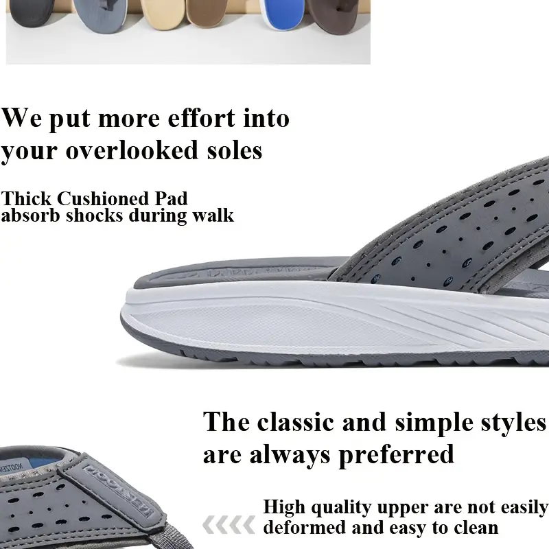 mens non slip sport flip flops slip on beach sandals with cushioned eva sole lightweight pu season indoor outdoor shoes for gym travel casual walking mens comfortable thong sandals travel footwear breathable lining active lifestylesuitable for men women Product details 1