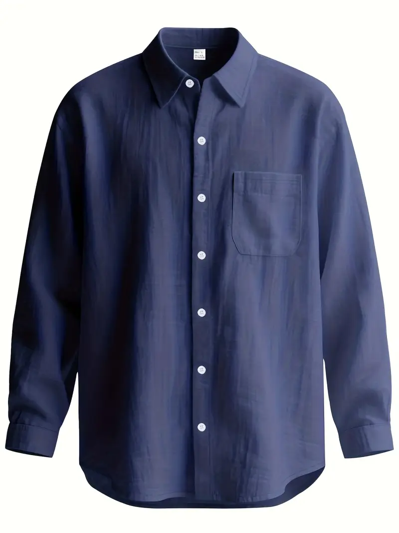 mens reversible stand collar linen shirt beige collar long sleeve button up button top machine washable regular casual formal wear fiber dress shirt Product details 9