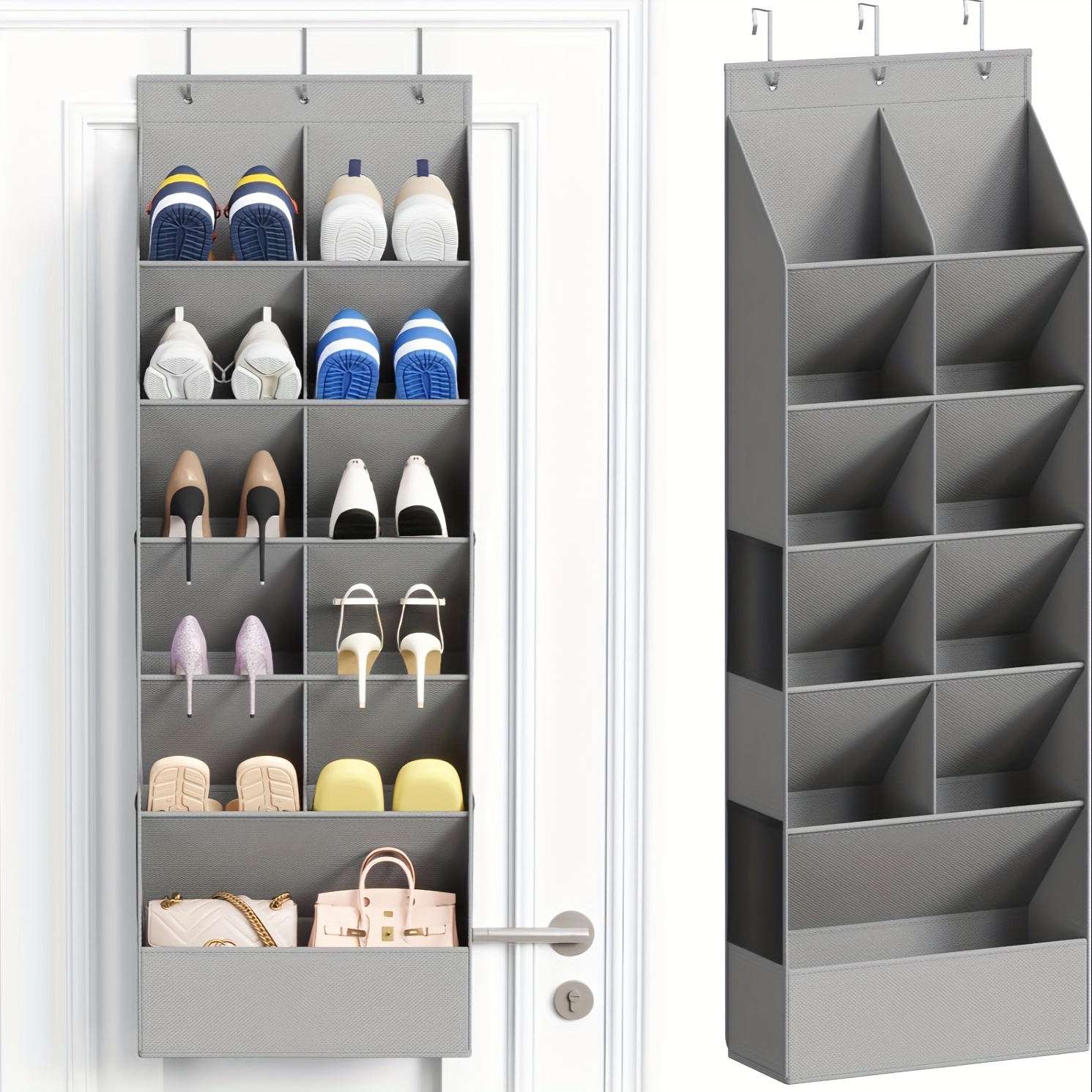 TEMU Multifunctional 11-grid Over-the-door Hanging Organizer, Back-of-door Storage Bag, Shoe Storage Wall-mounted Bag, Hanging Shoe Organizers