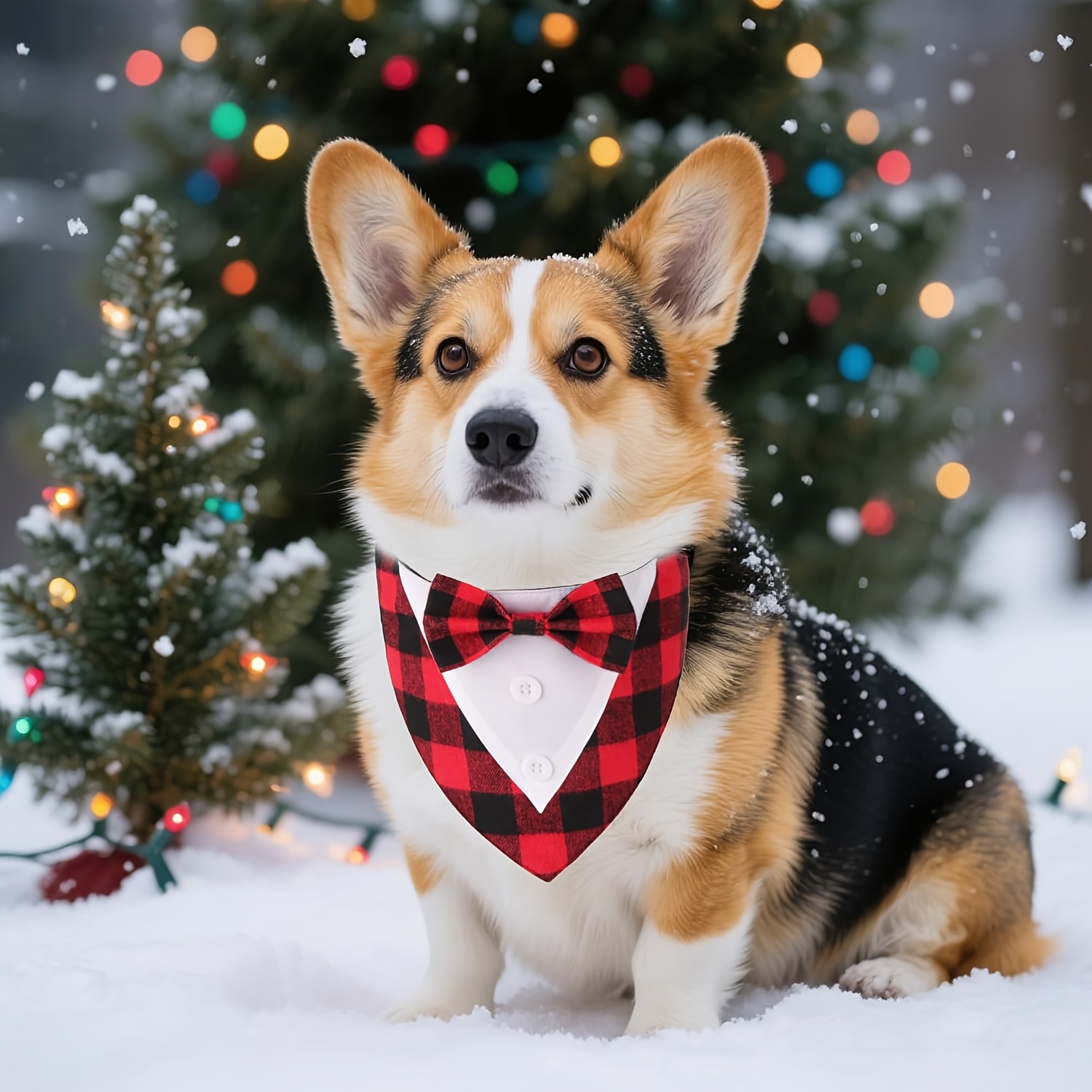 Plaid Bow Tie Pet Collar for Festivals and Special Occasions