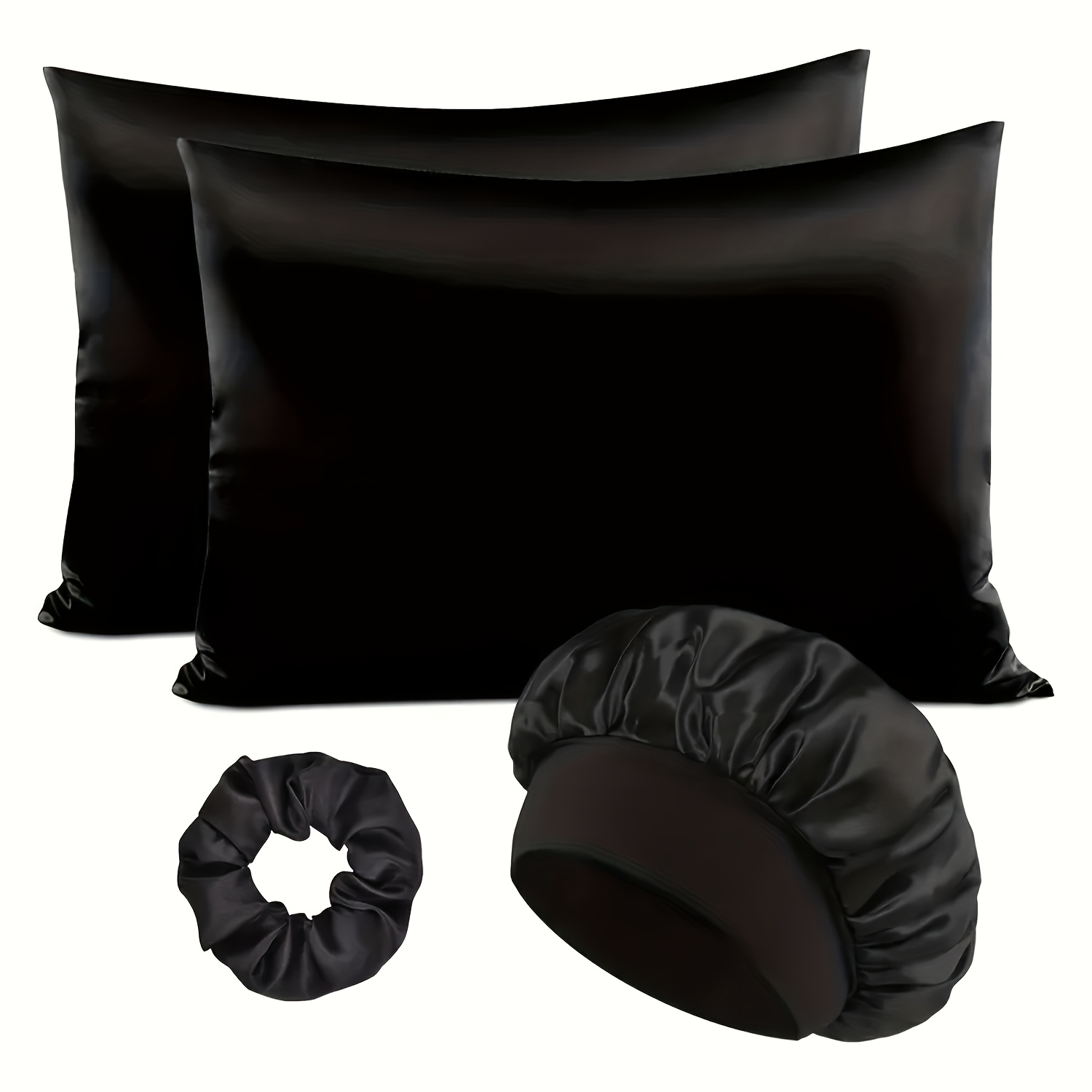 Set of 4 Luxurious Satin Pillowcases: Gentle on Skin, Breathable, And Includes Hair Ties - Ideal for Hair And Skin Maintenance in Solid Colors, Comes with Hair Rings, Great Gift Idea