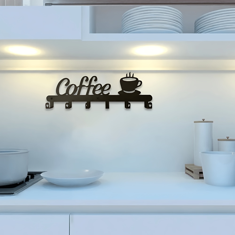 custom coffee cup holder 6 hooks metal wall mounted - Temu