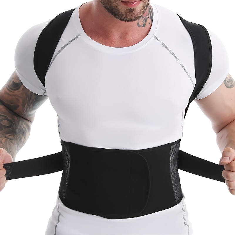 item picture waist widened adjustable mesh support belt with reinforced backing plate dual pull shoulder straps and invisible back support for   posture correction