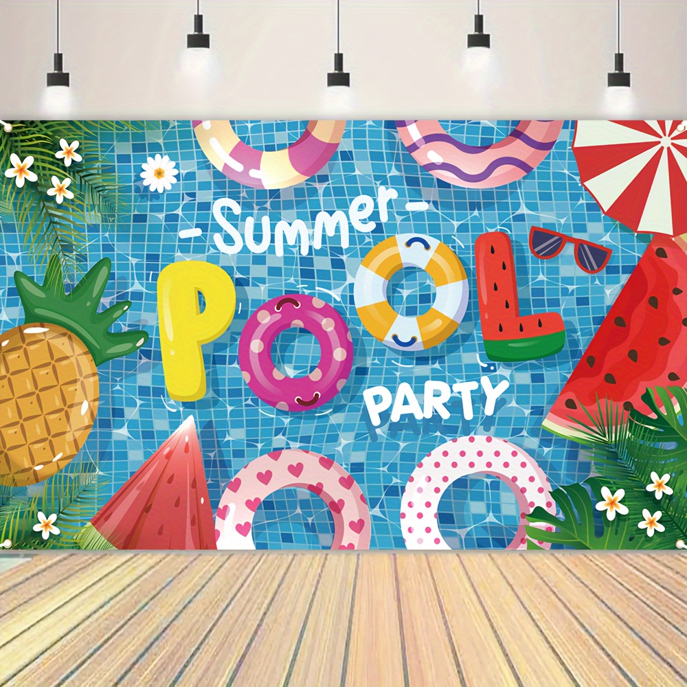 

Polyester Summer Pool Party Banner - Multipurpose Indoor & Outdoor Decoration Supply For Photo Booth, Birthday, Weddings, Festivals - 1pc, 70.8" X 43.3