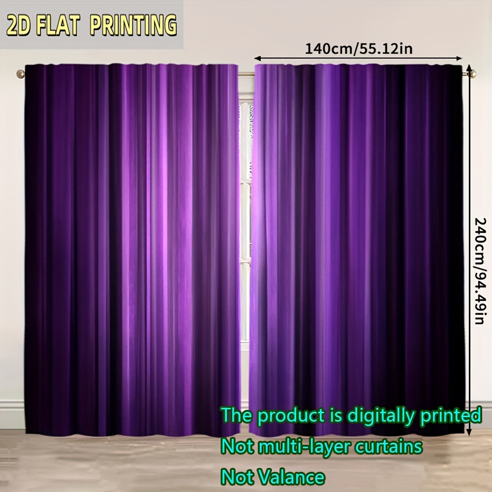 TEMU 2d Flat - 2d Flat - Set Of 2, Trendy 2d Plane Curtains In Elegant French Purple, Versatile And Durable Polyester (does Not Rod, No Movement, No