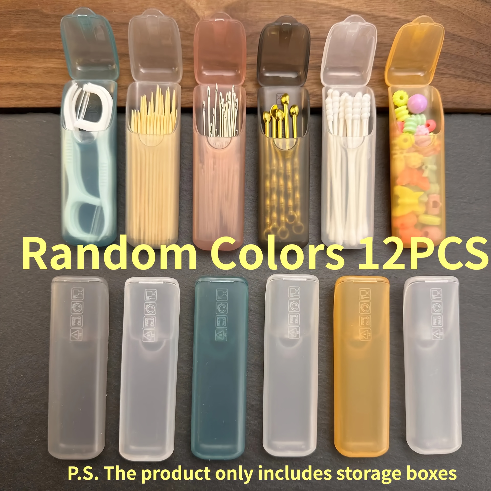 Image of 12pcs Mini Random Colors Portable Storage Boxes, Pp Plastic Compartment Organizer Case, Small Container For Pills, Toothpicks, Floss, Jewelry, Small Accessories, Use