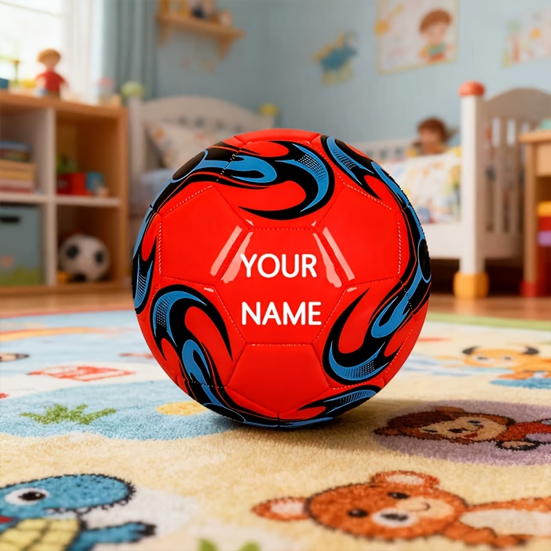 TEMU Personalized Soccer Ball /text - Official For Design, Red & Accents, Durable Pvc For Training, Birthday, Christmas