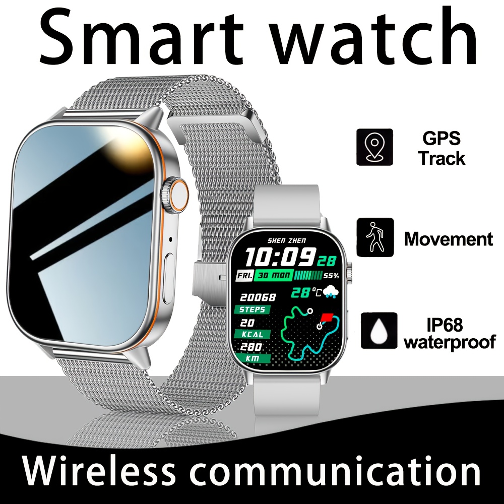 LONZERUI Smart Watch with GPS, Compass, and Monitoring - 5.11cm Display, Battery, IP68, 100+ Sports Modes, Call & SMS Reminders, Silicone Strap, Ideal Gift for Fitness Enthusiasts, Fitness Tracker|Sporty Design|IP6