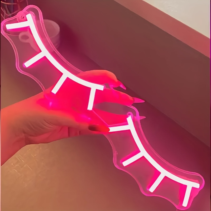 

1pc Neon Eyelash Led Sign Light, Usb Powered Wall Hanging For Bedroom, Living Room, Bar, Home Party Decor, Pink - Multipurpose Switch Control Non-wireless Other Material No Battery Single Color