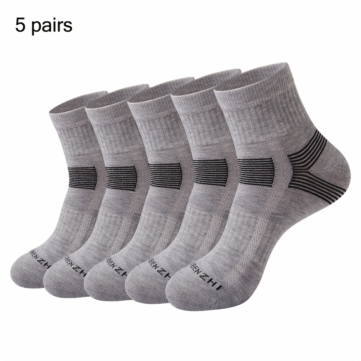 E-shop 5 Paar Lässige Sportsocken | Atmungsaktiv, Strapazierfähig, Geeignet für Tägliche Arbeit, Freizeit, Zuhause, Laufen, Stoff, Unifarben