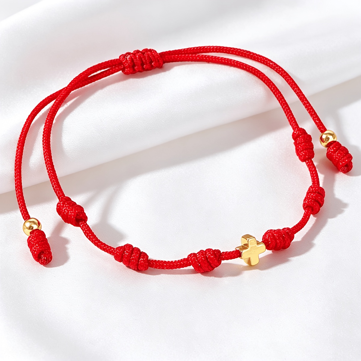 TEMU 1 Pulsera de con cruz, cordón de tejido a