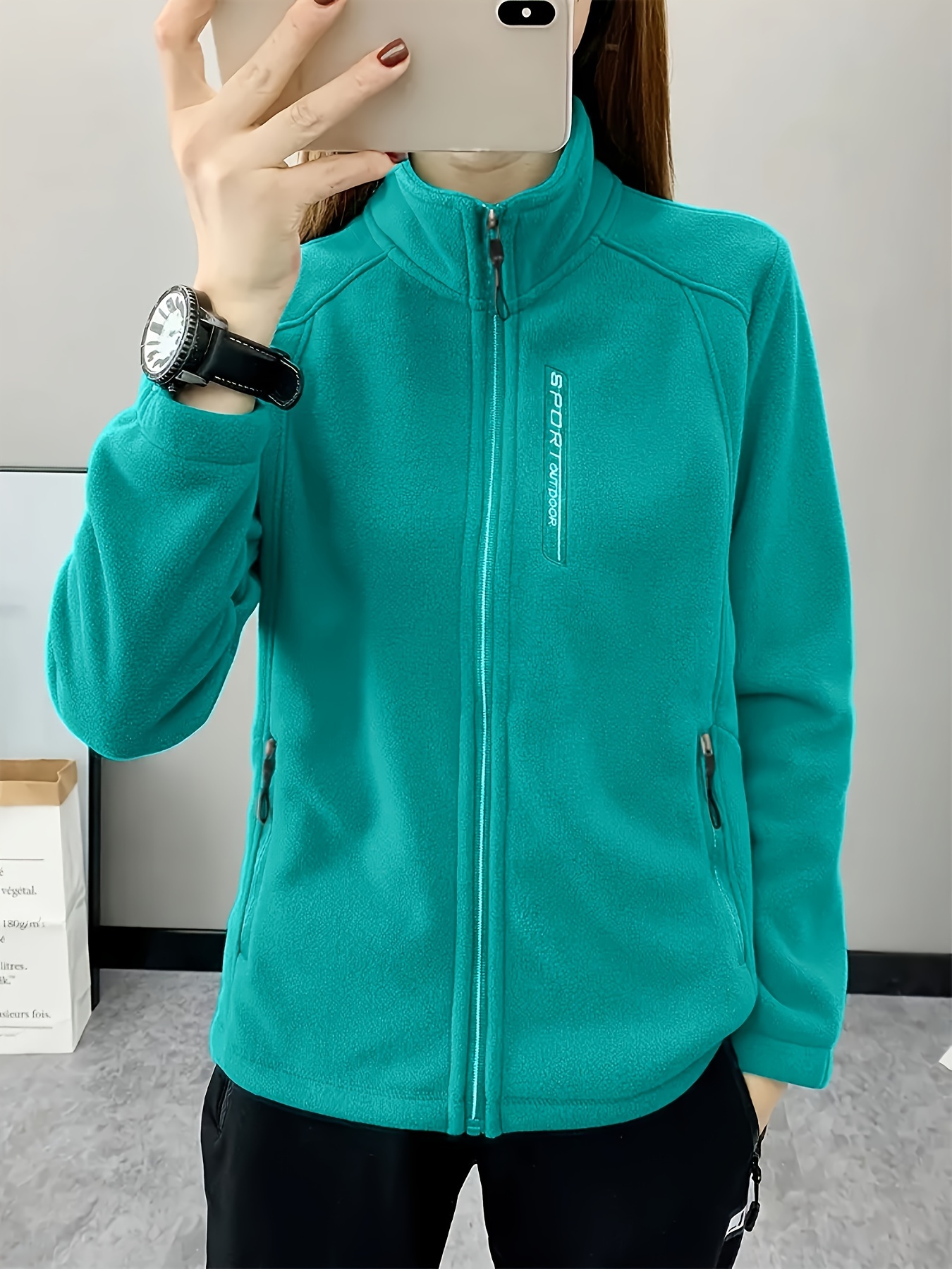 elegante fleecejacke damen stilvolles vielseitiges Temu Germany