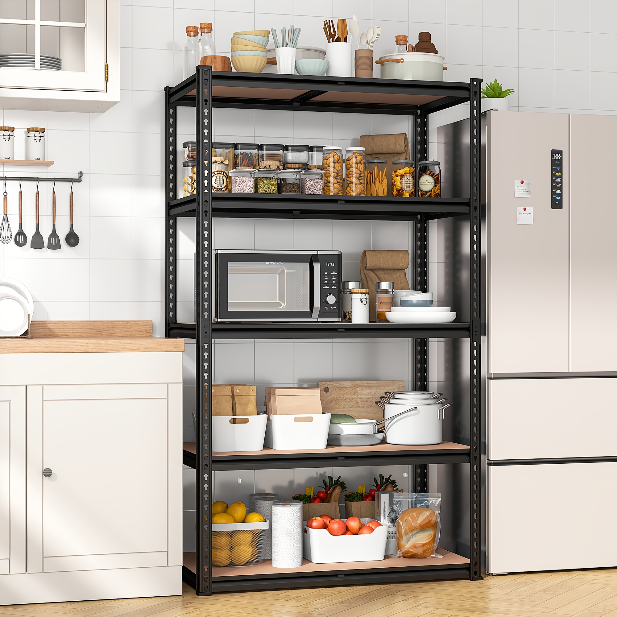 2000lbs garage shelving 72h storage shelves heavy duty shelving 5 tier metal shelves for garage shelves 35 5 w x72 h x 15 8 d adjustable shelving unit for basement   rack shelf utility shelves details 0