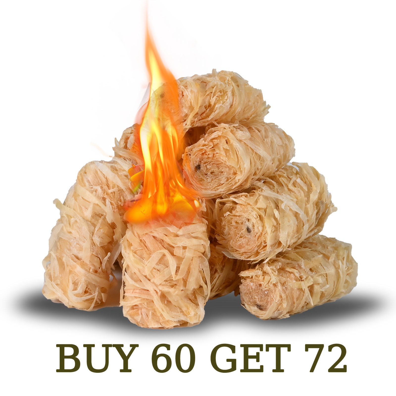TEMU 24/60 Get 72/144pcs Starter For Campfires: All Weather Firestarters - Charcoal Starters For Grill | Fire Pit | Indoor Fireplaces | Bbq | Wood
