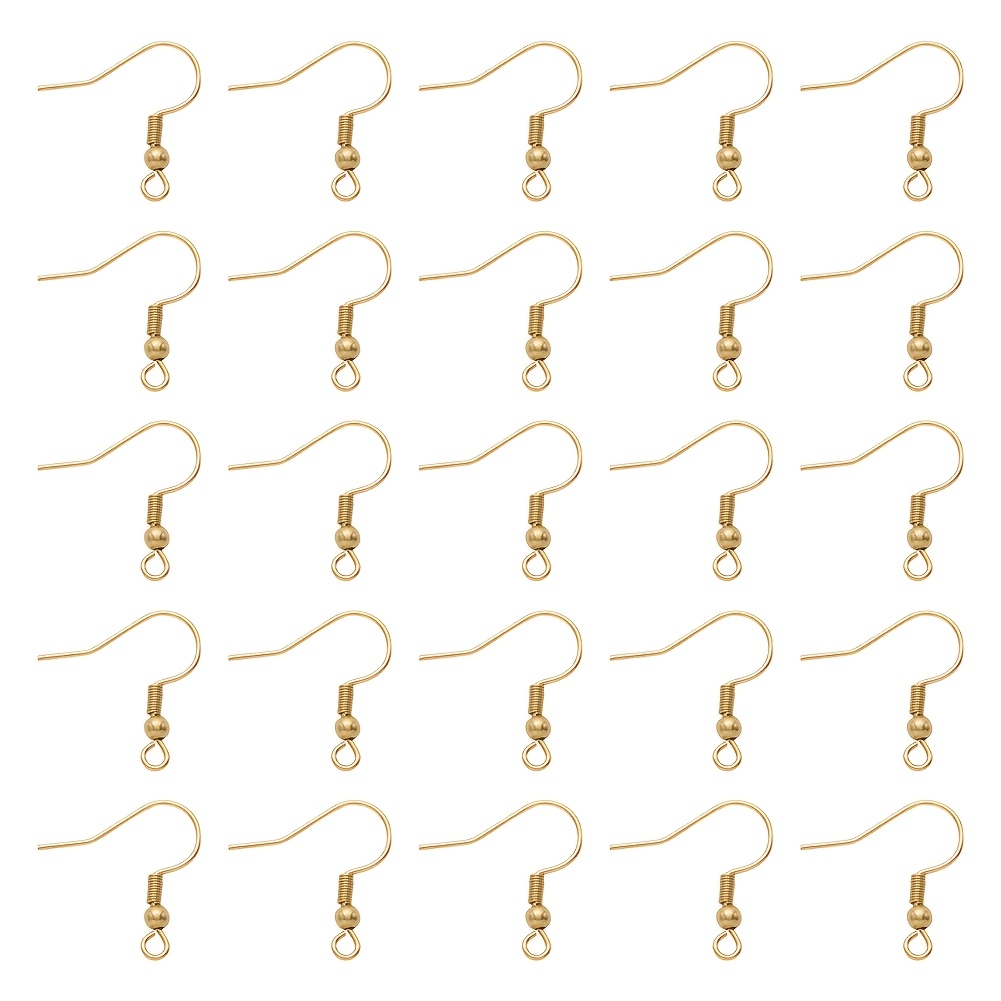 TEMU 50pcs 18k Plated 304 Stainless Steel Earring Hooks With Loop For Earring Backs &findings 20x20x3mm