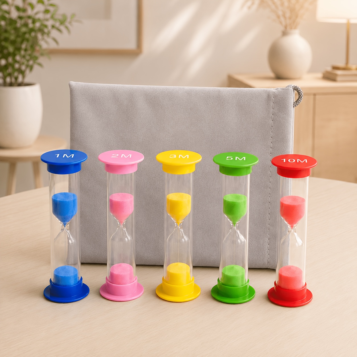 TEMU Set da 5 Clessidre con Borsa per il , Set di Clessidre a , Set di Clessidre da 1 min/ 2 min/ 3 min/ 5 min/ 10 min per Casa, Ufficio, , Studio,