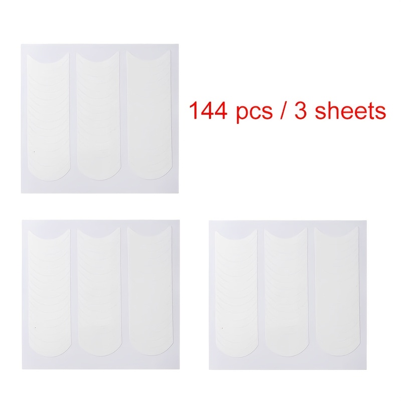 Image of 144pcs / 3 Sheets Of Self-adhesive French Manicure Stickers In A Smiling Moon Shape For Nail Art Tools