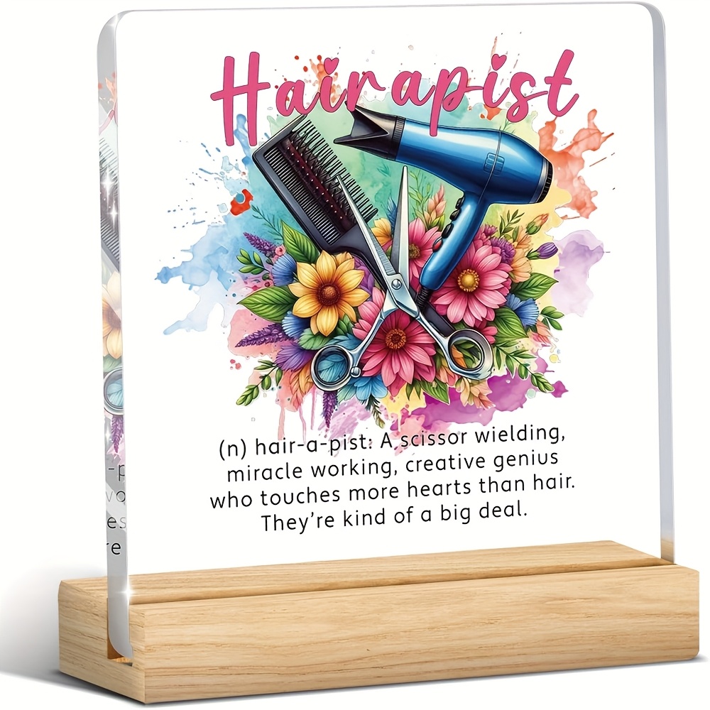 TEMU [] [] Appreciation Present For Hair Stylists – Single Funny Acrylic Sign Featuring A Colorful Scissors Motif, Perfect For Salon Desk Decoration