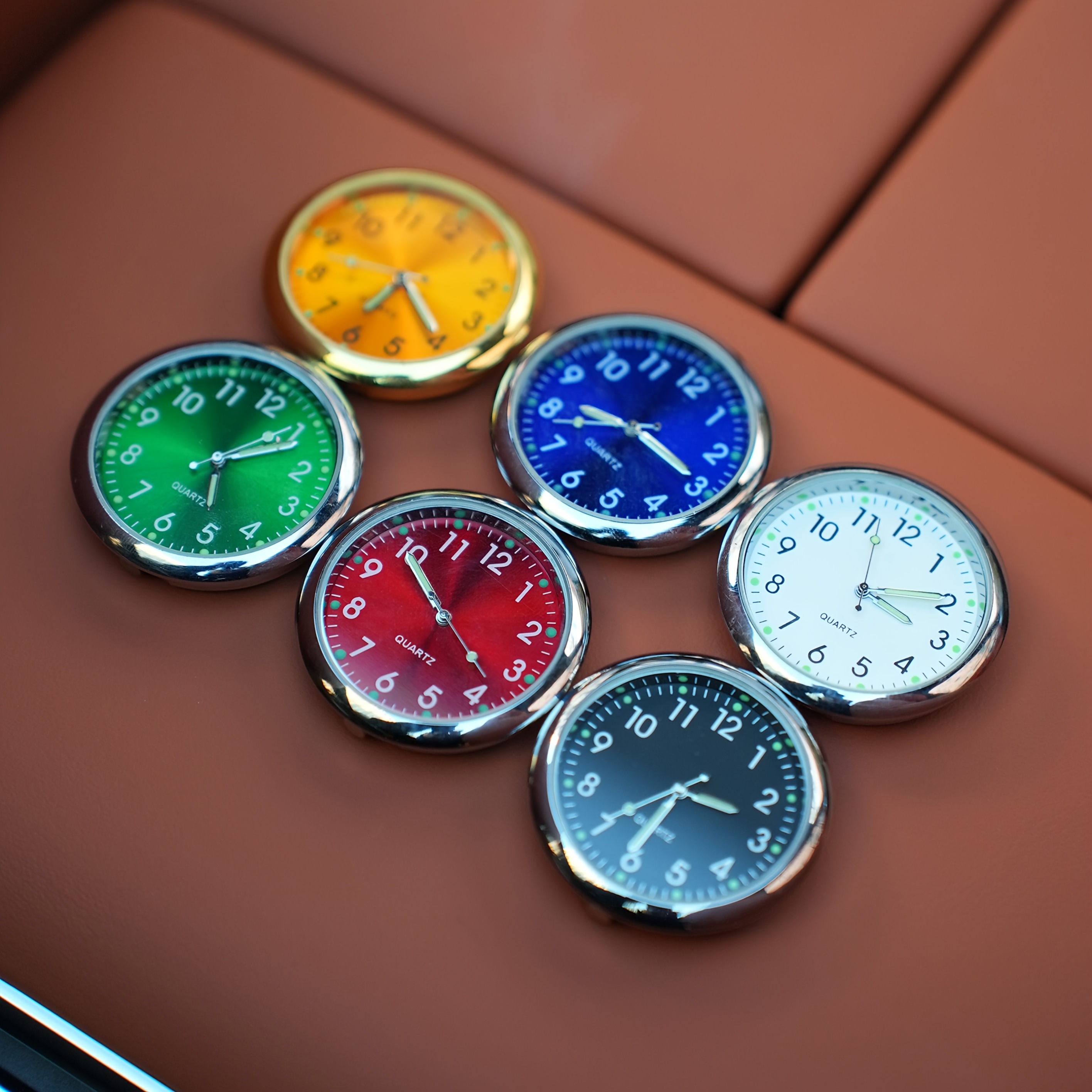 1pc New High-end Car Clock Quartz Watch Head Clock Car Decoration Creative Pointer Luminous Car Clock